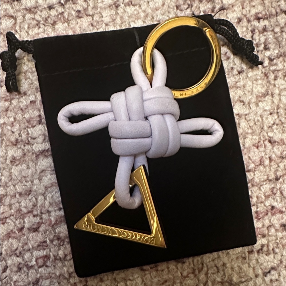 Bottega Veneta White and Gold Keychain